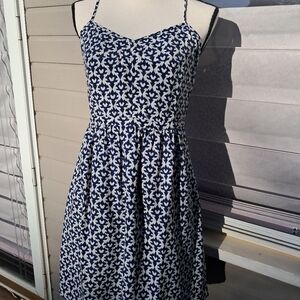 NWT Ladies size 4 J. Crew Navy White Dress zipper back spaghetti strap sundress